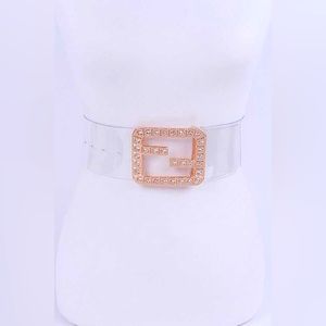 Plus Size Clear & Gold Waist Statement Belt